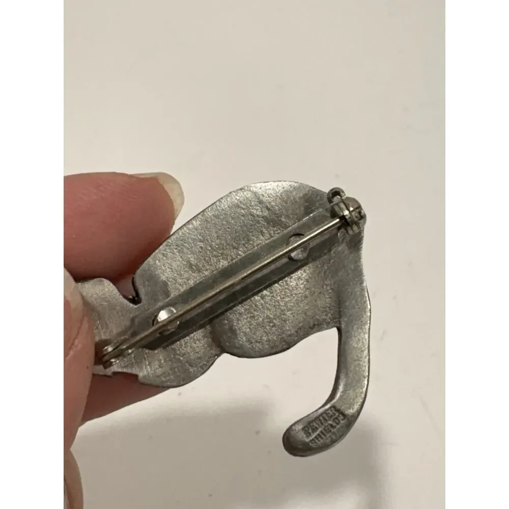 Shields Pewter Cat Kitty Kitten Brooch Pin Silver‎ Tone Gold Tone Collar Signed